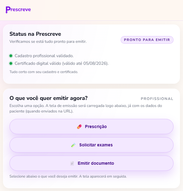 Tela de emissão de documento
